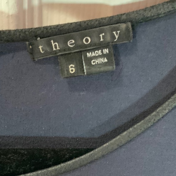 Theory Navy Lamb Black Trim Minimalist Dress Size 6 - Picture 4 of 9